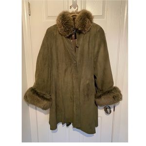 REAL fur olive green coat